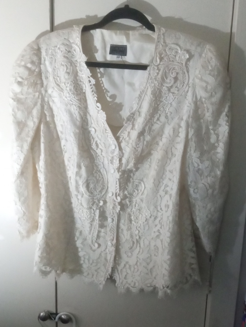 Cachet by Bari Protas Ivory Lace 2pc Skirt Suit Plus Size 22